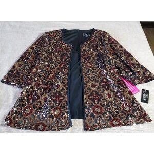 Women's Alex Evenings Tank Top Jacket Twin Set 2-in-1 Sequinced Plus Size 3XL